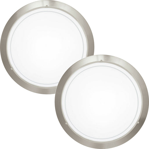 2 PACK Wall Flush Ceiling Light Satin Nickel White Clear Glass Painted E27 60W Loops