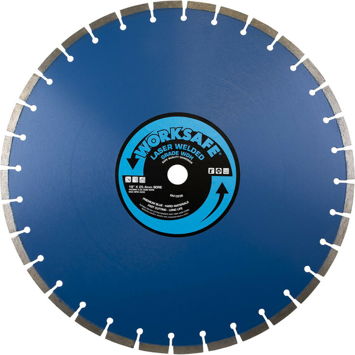 Premium Diamond Blade - 450mm Diameter - 25mm Bore - Hard Material Cutting Disc Loops