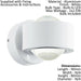 2 PACK Wall Light Colour White Aluminium Shade Clear Plastic LED 2.5W Included Loops