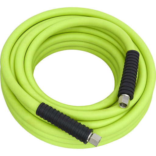 Green High-Vis Hybrid Air Hose with 1/4 Inch BSP Unions - 10 Metres - 8mm Bore Loops