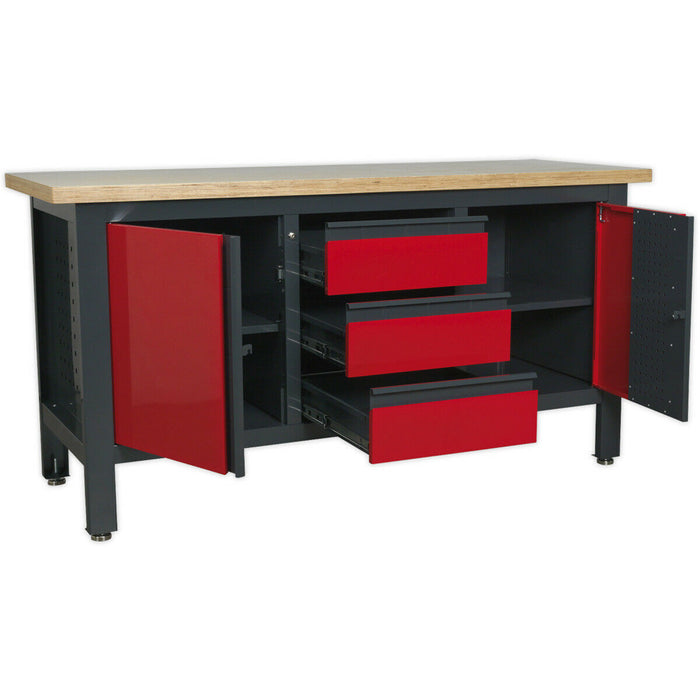 Fully Lockable Workstation- 3 Draw & 2 Cupboard - 40mm MDF Top Surface Loops