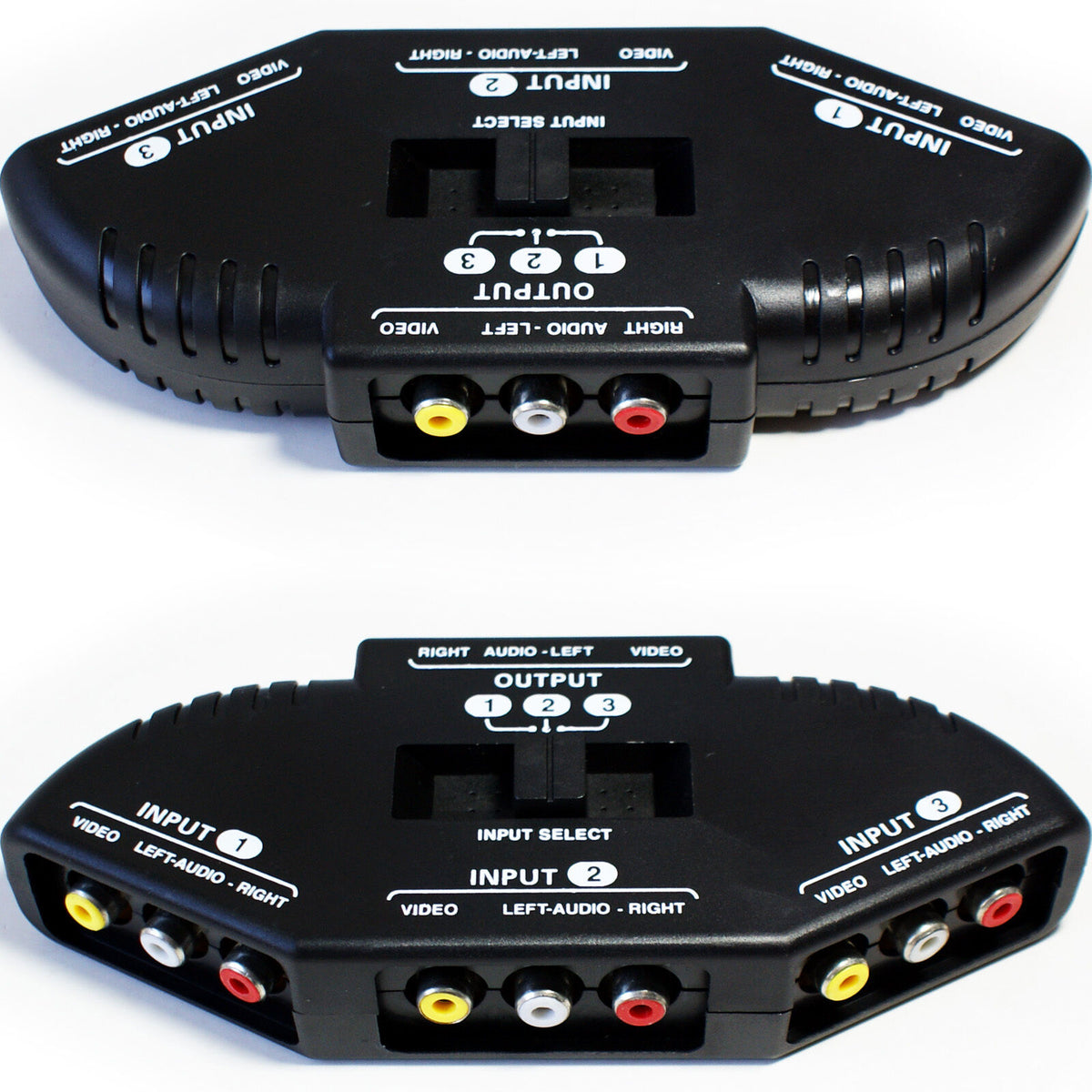 3 Port Way 3RCA Manual AV Switch Box Composite Video Phono Distributio ...