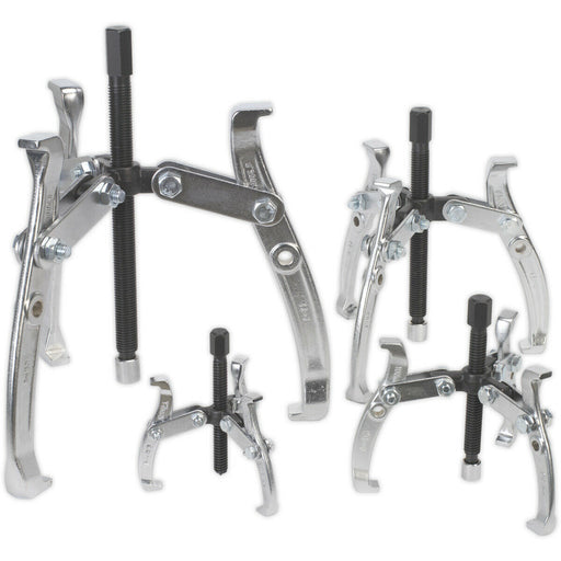 4 Piece Triple Legged Gear Puller - Reversible - Swivel Thrust Plates - Hex Head Loops