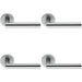 4x PAIR Mitred Round Bar Handle Ringed Design Conceled Fix Satin Steel Loops
