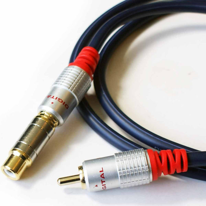 20m 1 RCA PHONO Male to Female Extension Cable Lead Digital Coax Subwoofer Audio Loops