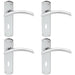 4x Arched Lever on Lock Backplate Door Handle 170 x 42mm Polished Chrome Loops