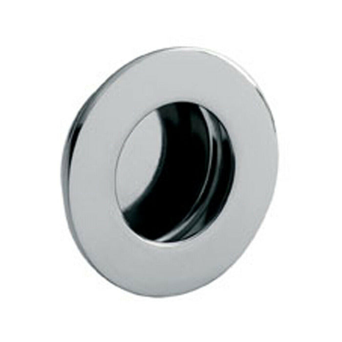 Circular Low Profile Recessed Flush Pull 80mm Diameter Bright Stainless Steel Loops