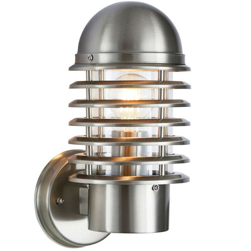 IP44 Outdoor Wall Lamp Stainless Steel Round Caged Light Modern Porch Security Loops