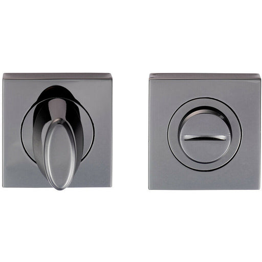 Bathroom Thumbturn Lock and Release Handle Square Rose Black Nickel Loops