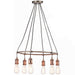 6 Lamp Ceiling Pendant & 2x Matching Wall Light Pack Tarnished Aged Copper Kit Loops