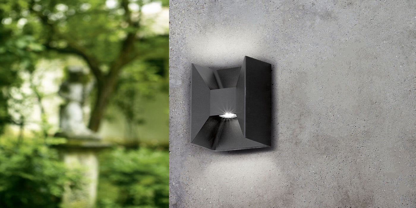 IP44 Outdoor Up / Down Wall Light Anthracite Aluminium 2.5W Built in LED Lamp Loops