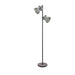 Standing Floor Lamp Light Black & Raw Steel Wood Base 2 x 40W E27 Bulb Loops