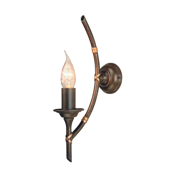 Wall Light Tied Bamboo Canes Style Round Mounting Bronze Patina LED E14 60W Loops
