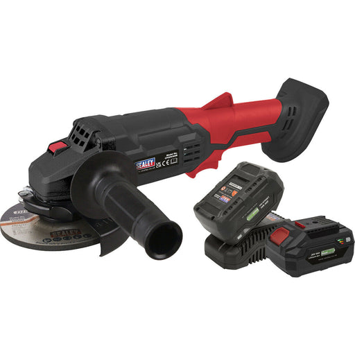 20V Cordless Angle Grinder & 2x Lithium Ion Batteries - 115mm Quick Change Discs Loops