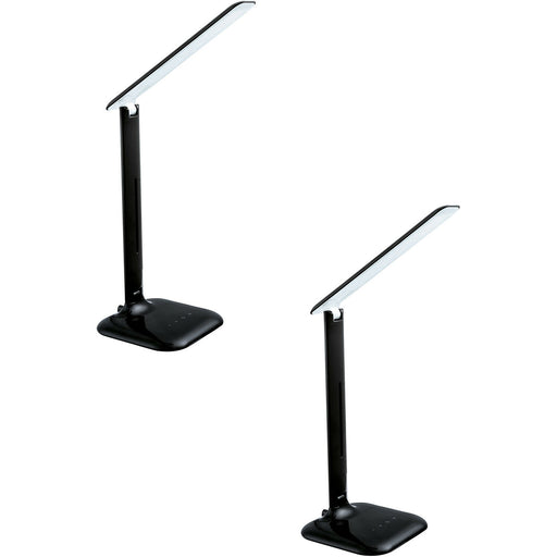 2 PACK Table Desk Lamp Colour Black Steel Touch On/Off DIm LED 2.9W Included Loops