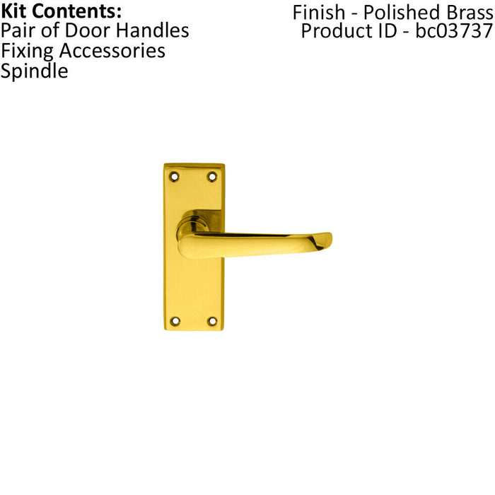 PAIR Straight Victorian Handle on Latch Backplate 150 x 42mm Polished Brass Loops