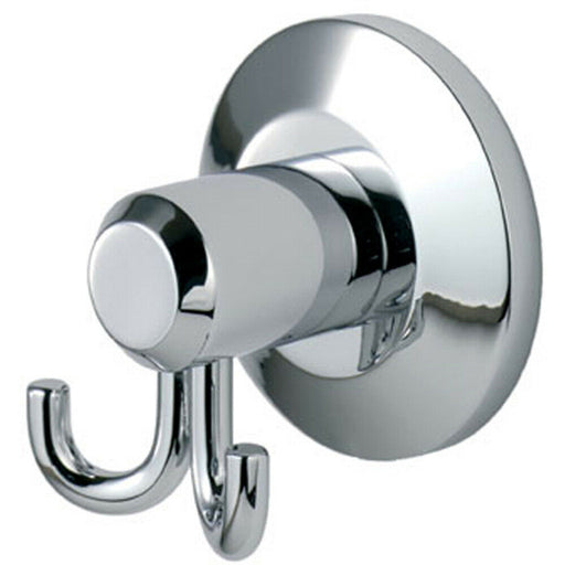 Twin Bathroom Robe Hook on Concealed Fix Rose 57mm Projection Polished Chrome Loops