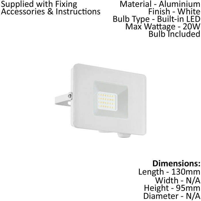 2 PACK IP65 Outdoor Wall Flood Light White Adjustable 20W LED Porch Lamp Loops