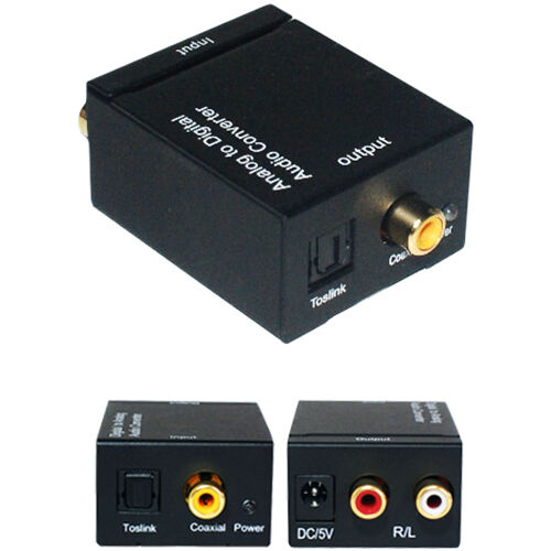 2 RCA Analogue To Digital Coaxial/Optical Soundbar Converter Adapter Audio Cable Loops