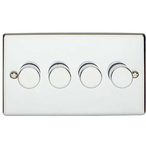 4 Gang 400W 2 Way Rotary Dimmer Switch CHROME Light Dimming Wall Plate Loops