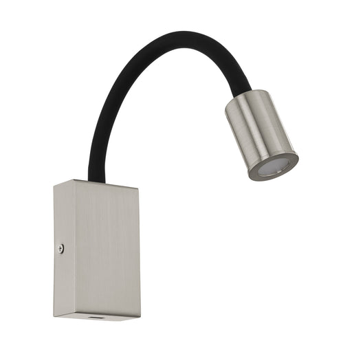 Wall Light Colour Satin Nickel Black Steel & Plasic Bulb LED 3.5W Included Loops