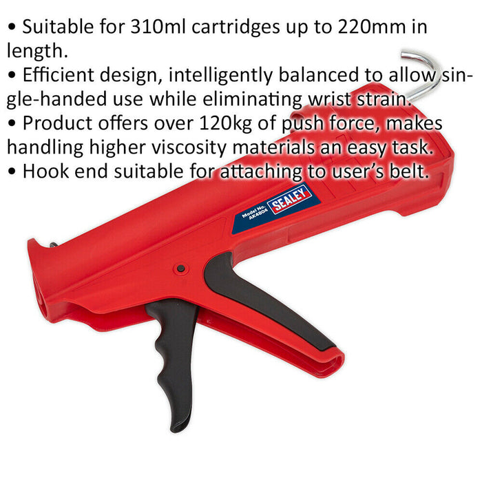One-Handed Balanced Caulking Gun - Suitable for 220mm Cartridges - Sealant Tool Loops