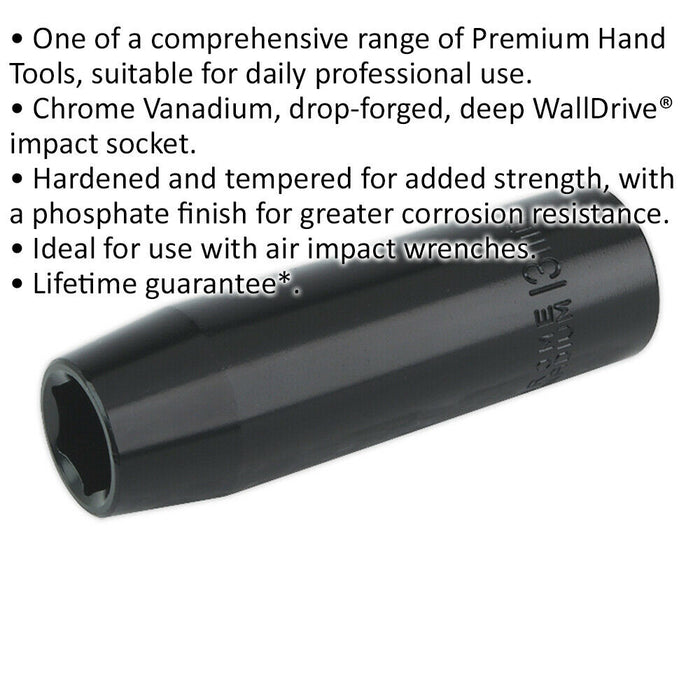 13mm Forged Deep Impact Socket - 1/2 Inch Sq Drive Chrome Vanadium Wrench Socket Loops