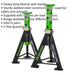 PAIR 6 Tonne Heavy Duty Axle Stands - 369mm to 571mm Adjustable Height - Green Loops