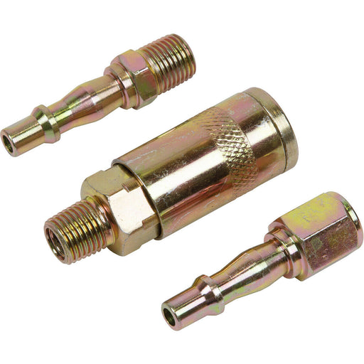 3 Piece Air Tool Coupling Kit - 1/4" BSP Thread - Coupling Body & Adaptors Loops