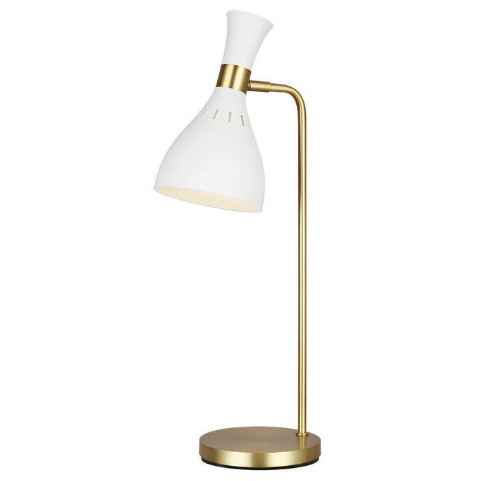 Table Lamp Matte White / Burnished Brass LED E27 60W Bulb Loops