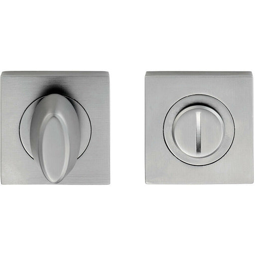 Bathroom Thumbturn Lock and Release Handle Square Rose Satin Chrome Loops