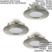 3 PACK Flush Ceiling Downlight Round Satin Nickel Plastic 6W Built in LED Loops