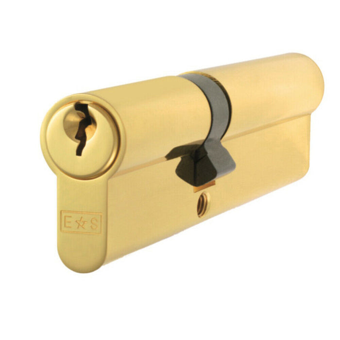 70mm EURO Double Cylinder Lock Keyed to Differ 5 Pin Polished Brass Door Loops