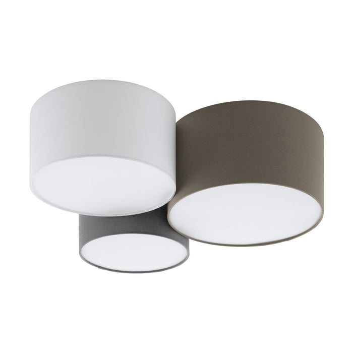 Wall Flush Ceiling Light White Anthracite Brown White Grey Fabric Bulb E27 3x60W Loops