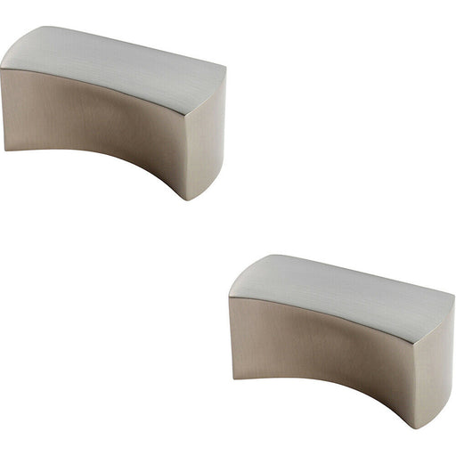 2x Short Smooth Edged Cabinet Infinity Handle 32mm Fixing Centres Satin Nickel Loops