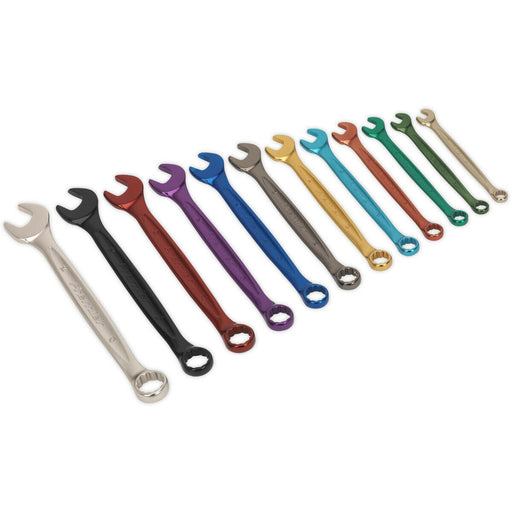 12pc MULTI COLOUR Combination Spanner Set Metric 12 Point Socket Nut Ring Wrench Loops
