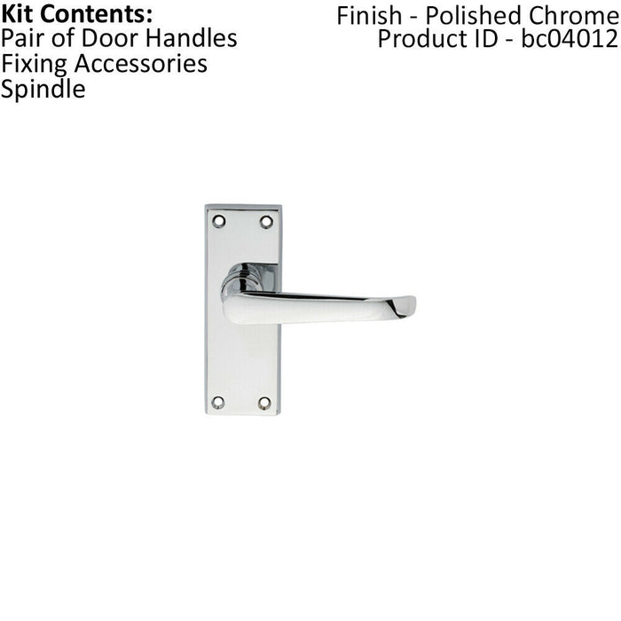 PAIR Straight Victorian Handle on Latch Backplate 150 x 42mm Polished Chrome Loops