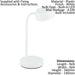 2 PACK Table Desk Lamp Colour Plain White Rocker Switch Bulb LED 4.5W Included Loops