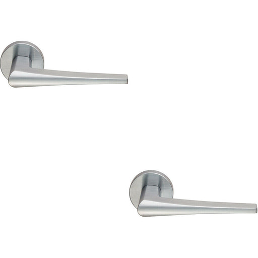 2x PAIR Straight Wedge Shaped Handle on Round Rose Concealed Fix Satin Chrome Loops