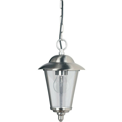 IP20 Outdoor Hanging Pendant Porch Light Stainless Steel & Glass Lantern Lamp Loops