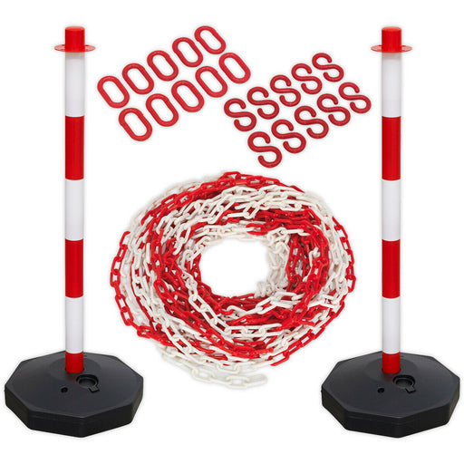 Technicians Exclusion Zone Extension Kit - 25m Red & White Chain & 2 Posts Loops