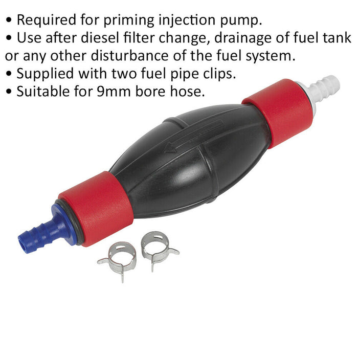 Diesel & Petrol Fuel Pump Priming Tool - Suits 9mm Bore Hose - Fuel System Tool Loops