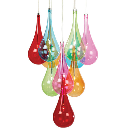 Multi Light Ceiling Pendant 10 Bulb Coloured Glass Chandelier Chrome Lamp Rose Loops