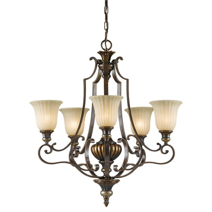 5 Bulb Chandelier LIght Firenze Gold British Bronze LED E27 60W Loops