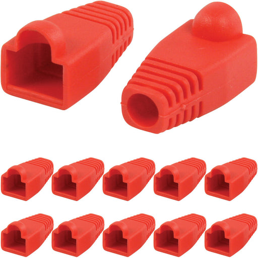 10x Red RJ45 Strain Relief Network Cable CAT5/6 Connector Boot Cover Cap End Loops