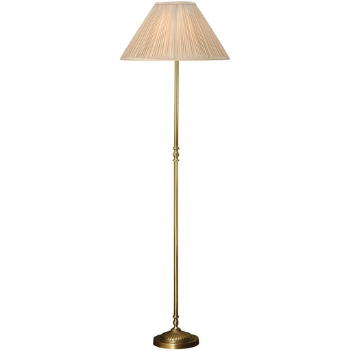Luxury Georgian Floor Lamp Solid Brass & Beige Organza Pleated Shade 1.75m Tall Loops