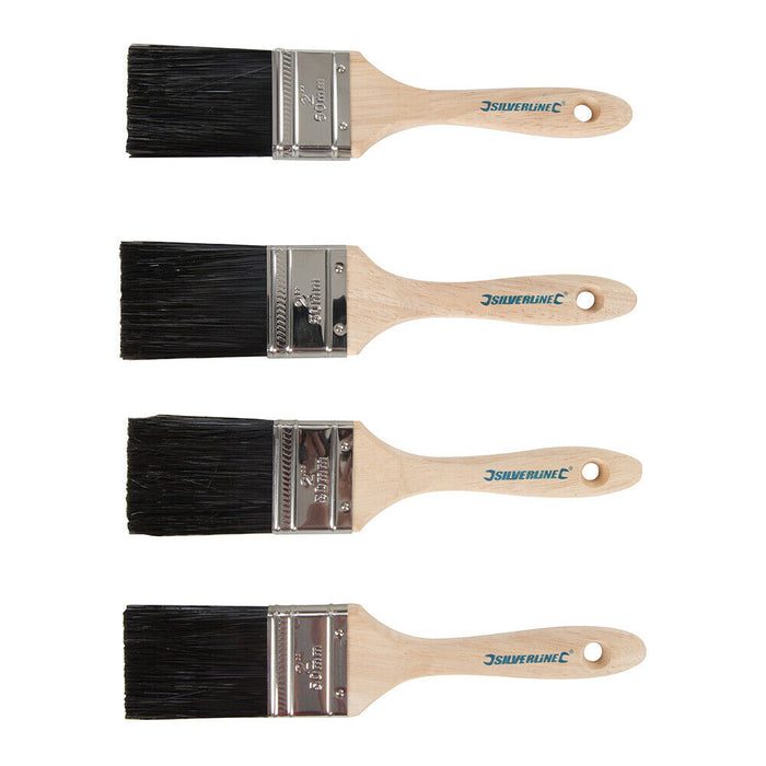 4 PACK Premium Trade Paint Brushes 50mm 2'' Smooth Finish Synthetic Bristles Loops