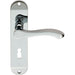 PAIR Scroll Lever Door Handle on Lock Backplate 180 x 40mm Polished Chrome Loops