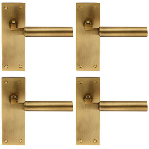4x PAIR Round Bar Handle on Slim Latch Backplate 150 x 50mm Antique Brass Loops
