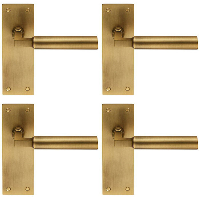 4x PAIR Round Bar Handle on Slim Latch Backplate 150 x 50mm Antique Brass Loops
